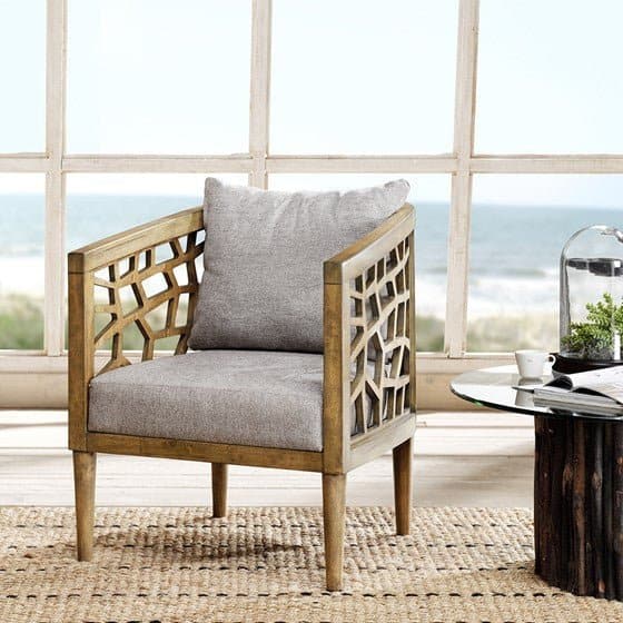 Weaved Wood Accent Chair in Light Gray - HER Home Design Boutique